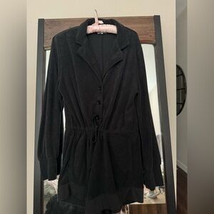 Danielle Bernstein WeWoreWhat Black Terry Knit Long Sleeve Romper Size M/L